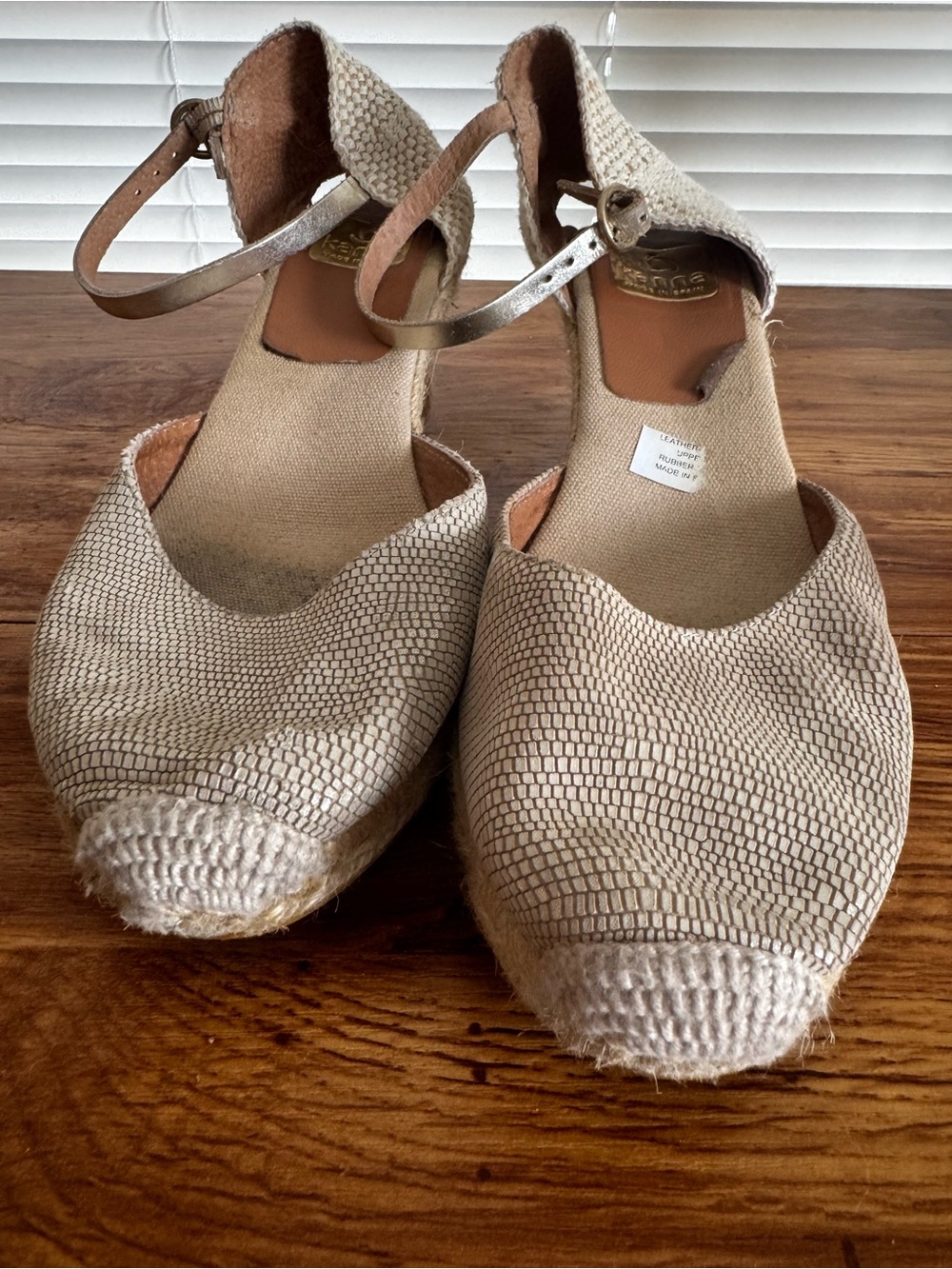 Beige Textured Ankle-Strap Women’s Espadrilles - Kanna